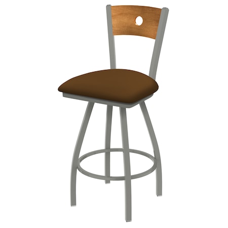 30 Swivel Counter Stool,Nickel Finish,Med Back,Canter Thatch Seat